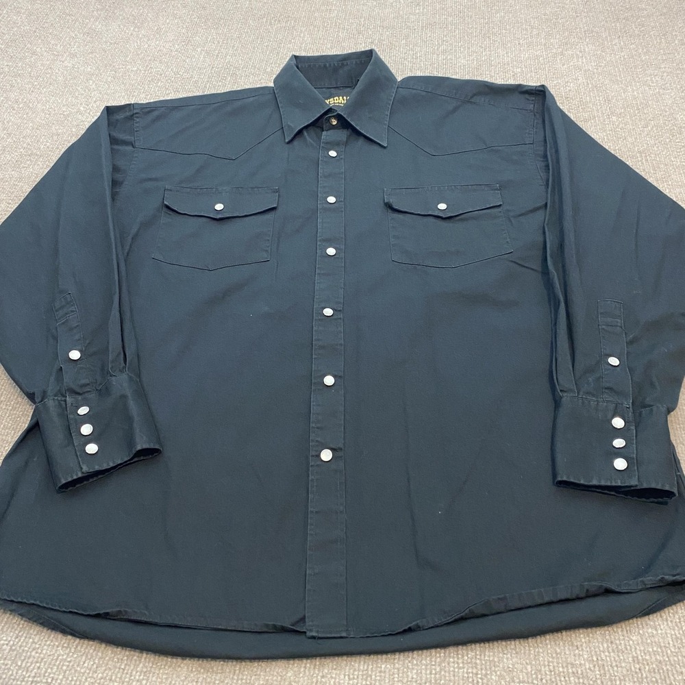 VTG DrysDales Shirt Mens XL Black Western Pearl Snap Long Sleeve Cowboy Rodeo